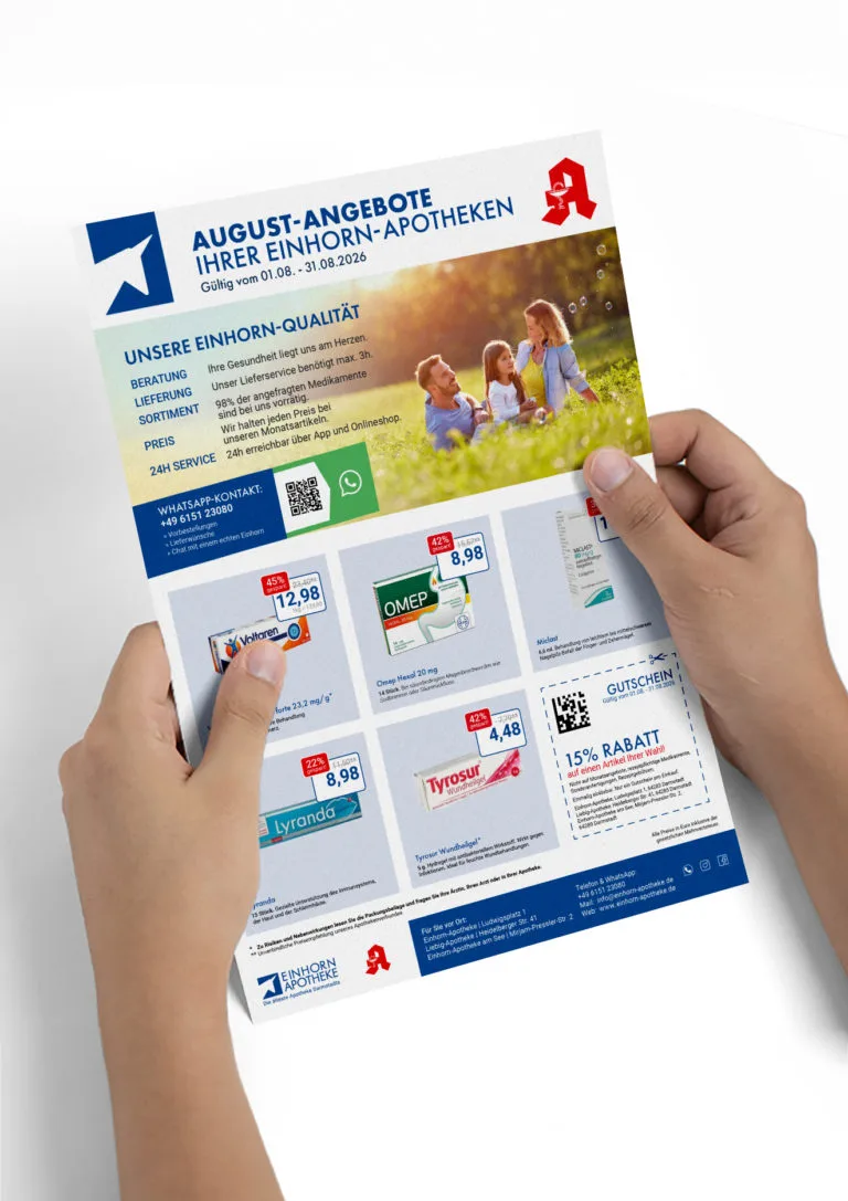 august einhorn apotheken mockupflyer