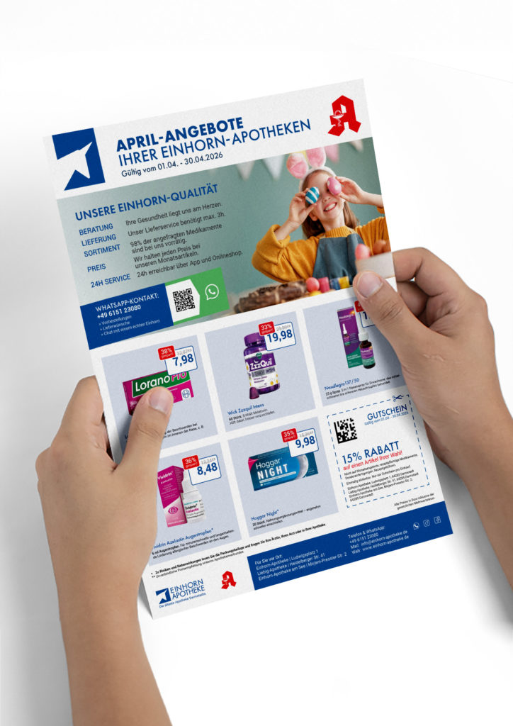 einhorn april angebotsflyer web mockup